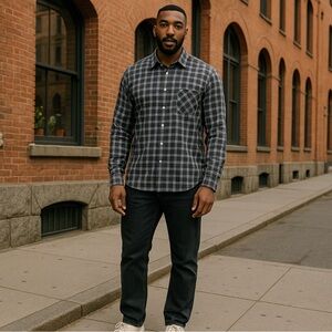 Men's Billy Reid Gray Plaid Shirt